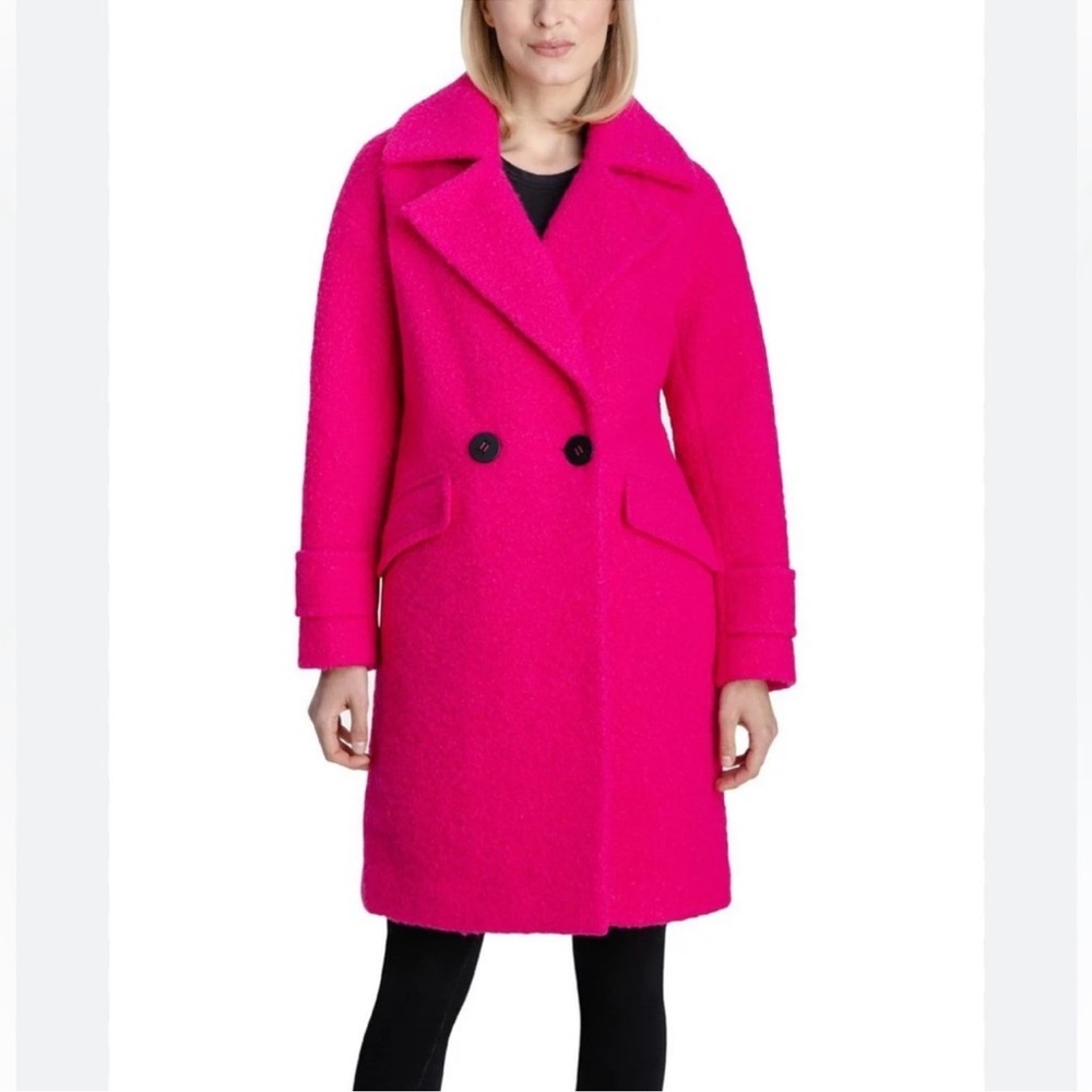 BCBGENERATION Double-Breasted Bouclé Walker Coat Women's Size Large